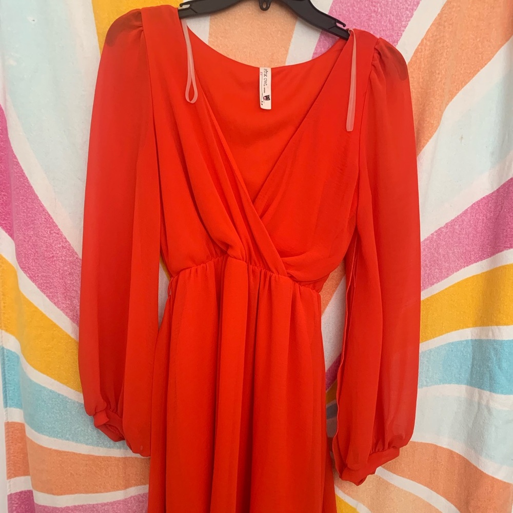 Red Chiffon Minidress